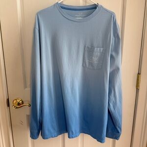 Mens VINEYARD VINES Blue Ombre Long Sleeve Cotton Whale Pocket Tee Size XL